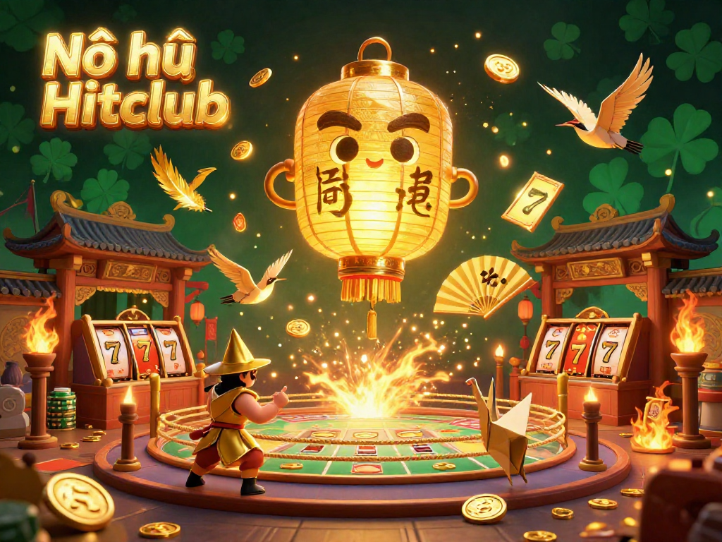 Nổ hũ Hitclub offers a thrilling experience with golden lantern spirit in dynamic casino scene.