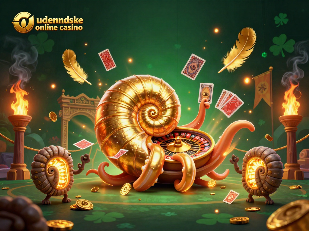 Engage with utenlandske online casino excitement through a rich, dynamic 3D illustration depicting an ancient nautilus and ammonite companions.