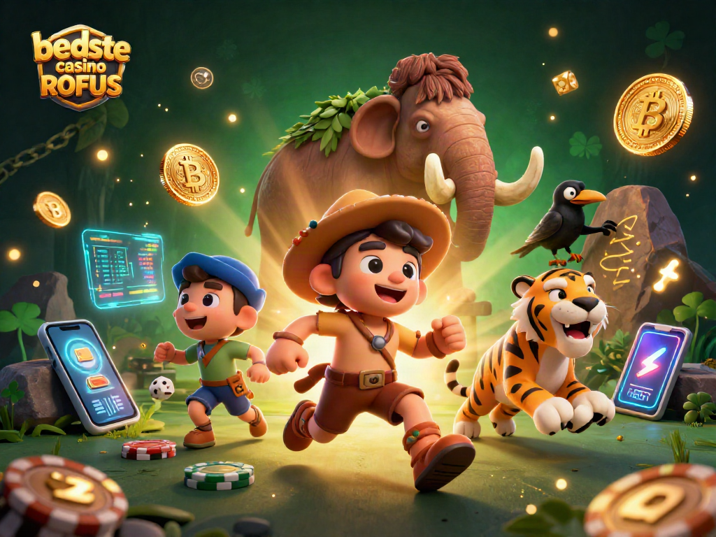 Experience the excitement at bedste casino uden ROFUS with vibrant 3D caveman casino scene.