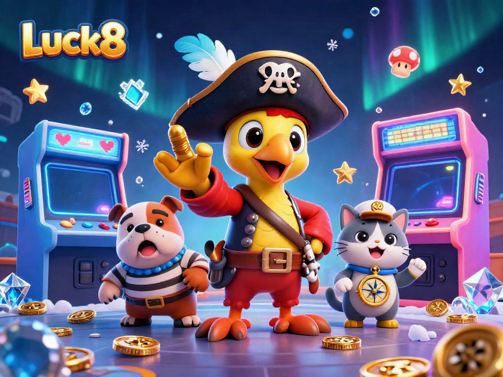 Engage with Luck8's thrilling games featuring charming casino-themed characters and elements.