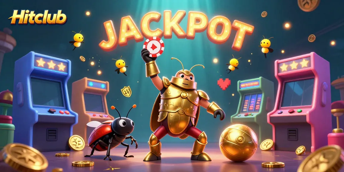 Hitclub players celebrate a jackpot win in a vibrant 3D casino scene, showcasing gaming excitement and victory.